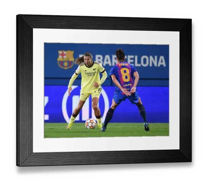 Framed Print : Champions League Showdown: Tobin Heath Leads Arsenal Against FC Barcelona