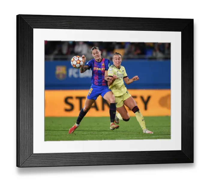 Framed Print : Battle at the Camp Nou: Arsenal WFC vs. FC Barcelona - UEFA Women's Champions League