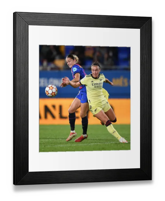 Framed Print : Champions League Showdown: Arsenal's Caitlin Foord vs. Barcelona's Maria Leon