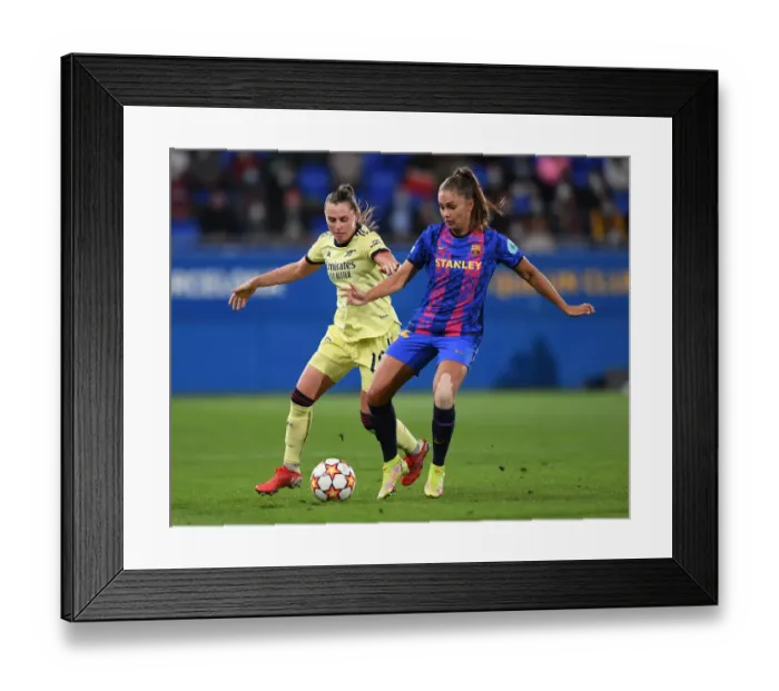 Framed Print : Battle for Supremacy: Arsenal vs. Barcelona - UEFA Women's Champions League Framed Print : Battle for Supremacy: Arsenal vs. Barcelona - UEFA Women's Champions League