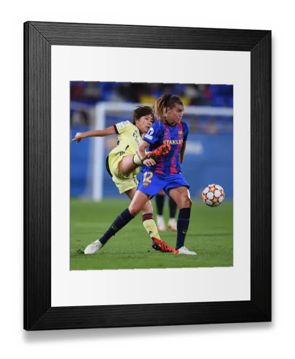 Framed Print : Challenge in the Champions: Barcelona vs. Arsenal Women's Football