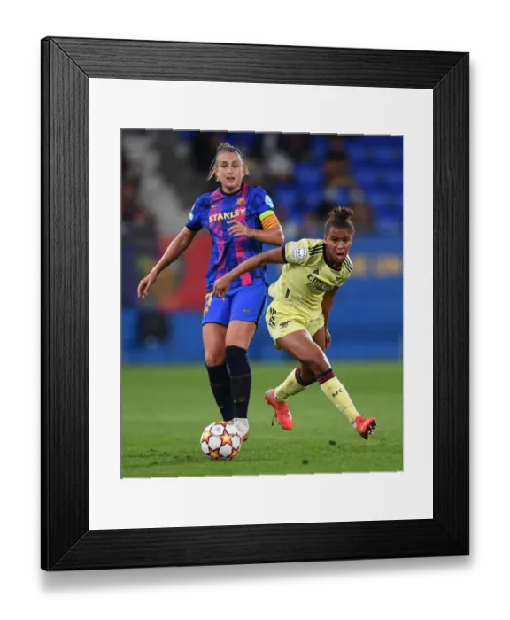 Framed Print : Battle of Champions: Parris vs. Putellas - Barcelona vs. Arsenal Women's FC, UEFA Champions League