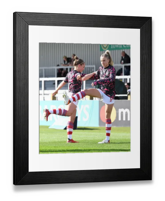 Framed Print : Arsenal Women's Squad Gears Up: Kim Little and Leah Williamson in Pre-Match Warm-Up vs. Everton Framed Print : Arsenal Women's Squad Gears Up: Kim Little and Leah Williamson in Pre-Match Warm-Up vs. Everton