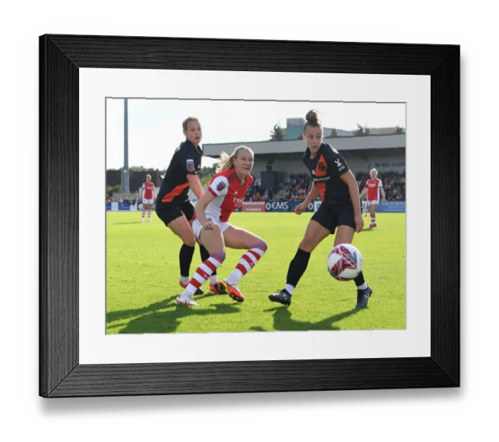 Framed Print : Intense Clash: Arsenal Women's Frida Maanum Fends Off Everton Pressure in FA WSL Match Framed Print : Intense Clash: Arsenal Women's Frida Maanum Fends Off Everton Pressure in FA WSL Match