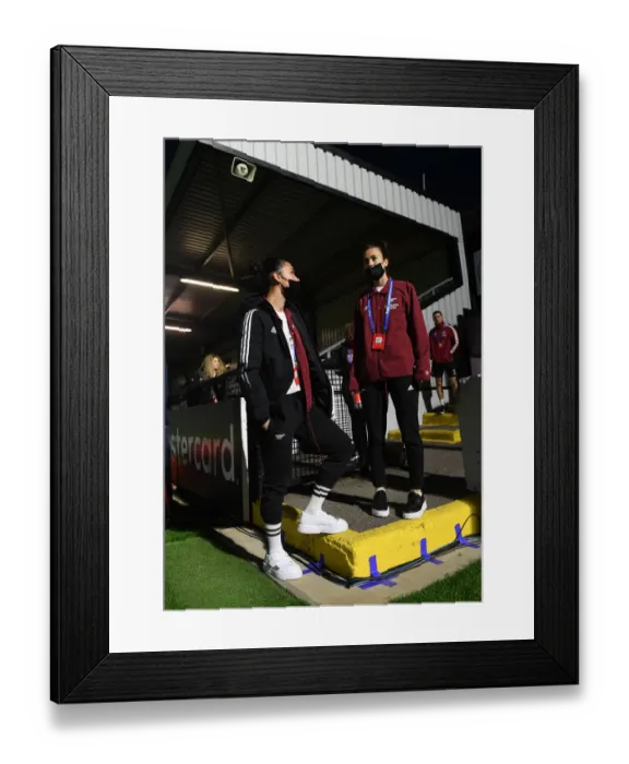 Framed Print : Arsenal WFC vs. 1899 Hoffenheim: Manuela Zinsberger and Viki Schnaderbeck Prepare for UEFA Women's Champions League Clash Framed Print : Arsenal WFC vs. 1899 Hoffenheim: Manuela Zinsberger and Viki Schnaderbeck Prepare for UEFA Women's Champions League Clash