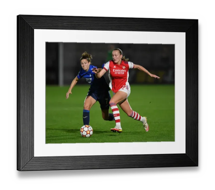 Framed Print : Arsenal vs. Hoffenheim: UEFA Women's Champions League Showdown at Meadow Park Framed Print : Arsenal vs. Hoffenheim: UEFA Women's Champions League Showdown at Meadow Park