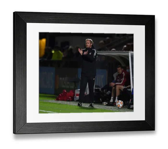 Framed Print : Jonas Eidevall Guides Arsenal Women in UEFA Champions League Battle Against 1899 Hoffenheim