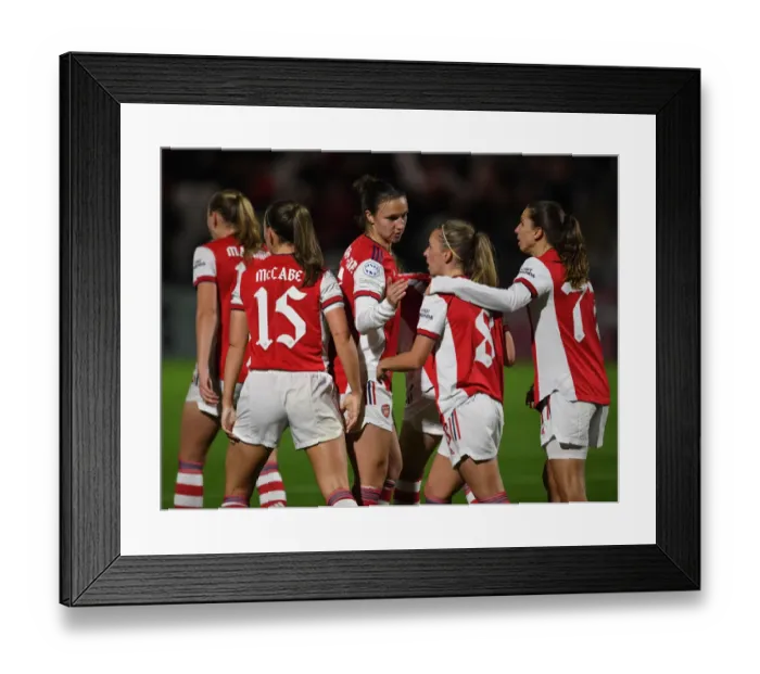 Framed Print : Arsenal Women's Champions League: Arsenal FC vs. 1899 Hoffenheim - Lotte Wubben-Moy and Jordan Nobbs Celebrate Goal in Group C Match