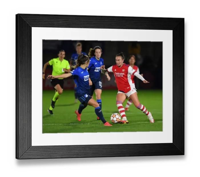Framed Print : Arsenal Women vs. 1899 Hoffenheim: Battle in the UEFA Women's Champions League at Meadow Park Framed Print : Arsenal Women vs. 1899 Hoffenheim: Battle in the UEFA Women's Champions League at Meadow Park
