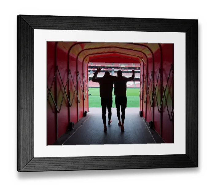 Framed Print : Arsenal Players Aaron Ramsdale and Rob Holding Before Arsenal vs Crystal Palace (2021-22) Framed Print : Arsenal Players Aaron Ramsdale and Rob Holding Before Arsenal vs Crystal Palace (2021-22)