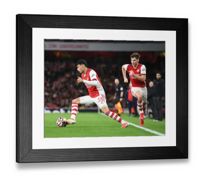 Framed Print : Arsenal's Martinelli and Tierney in Action against Crystal Palace (2021-22) Framed Print : Arsenal's Martinelli and Tierney in Action against Crystal Palace (2021-22)