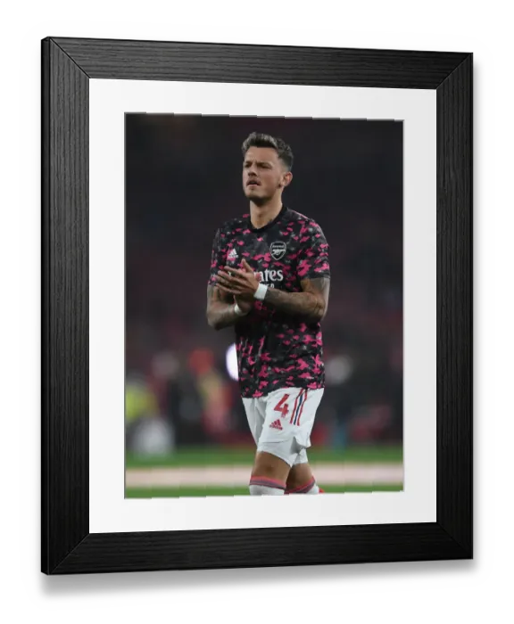 Framed Print : Arsenal's Ben White Gears Up for Arsenal vs. Crystal Palace in Premier League