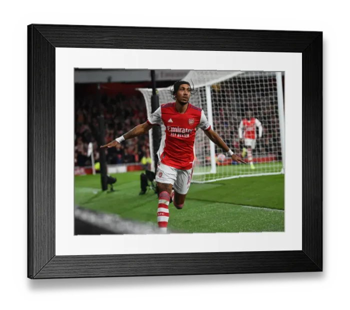 Framed Print : Aubameyang Scores First Goal: Arsenal vs Crystal Palace, Premier League 2021-22