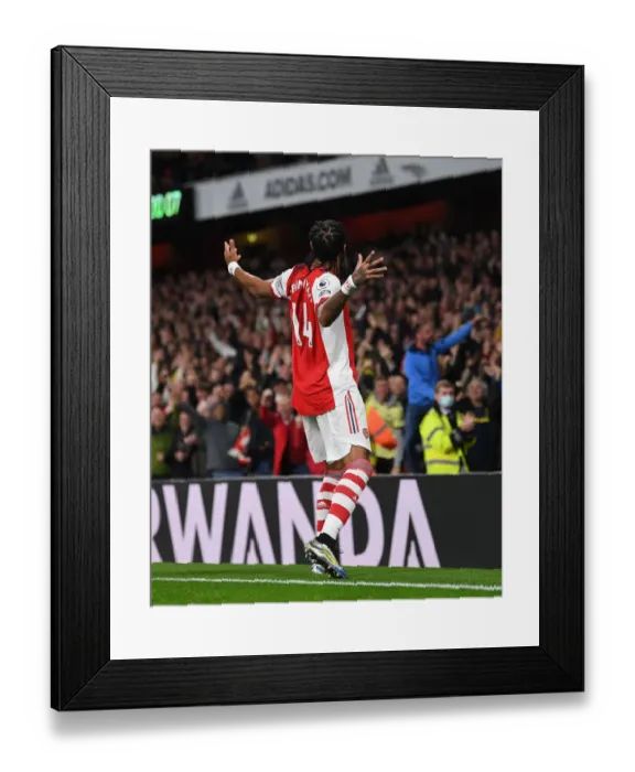 Framed Print : Aubameyang Scores First Goal of 2021-22 Premier League Season: Arsenal Triumphs Over Crystal Palace