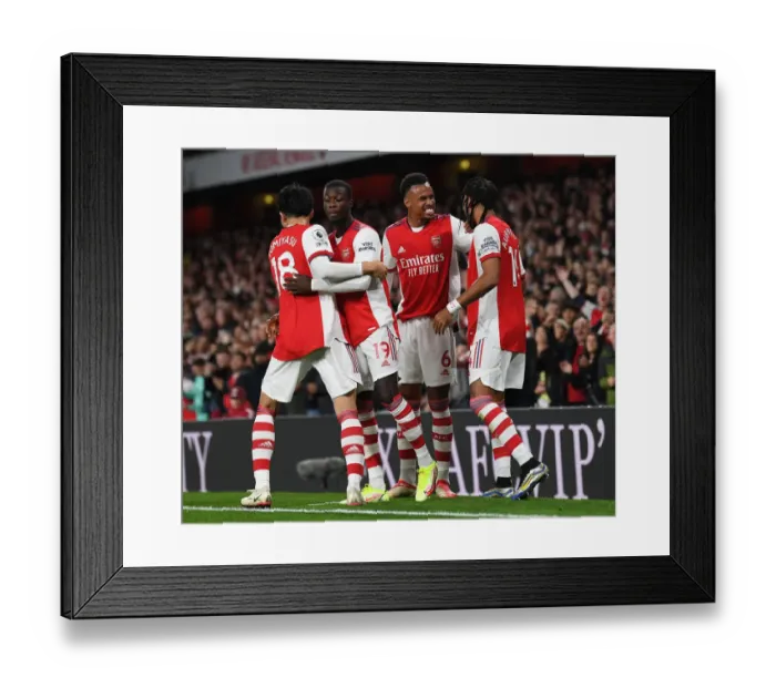 Framed Print : Arsenal's Aubameyang Scores First Goal Against Crystal Palace in 2021-22 Premier League