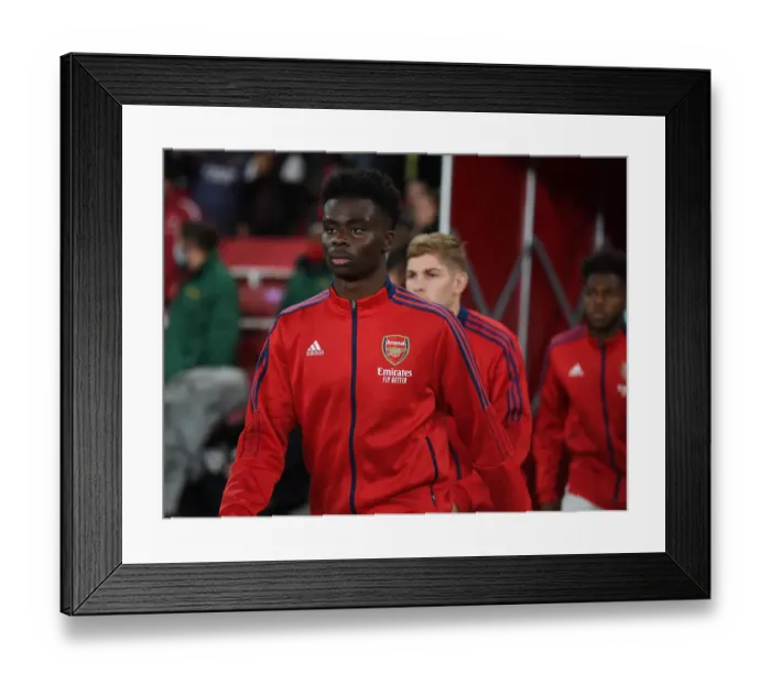 Framed Print : Arsenal's Bukayo Saka Gears Up for Arsenal v Aston Villa in Premier League Framed Print : Arsenal's Bukayo Saka Gears Up for Arsenal v Aston Villa in Premier League