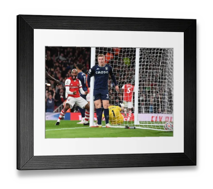 Framed Print : Thomas Partey Scores First Arsenal Goal: Lacazette's Euphoric Celebration