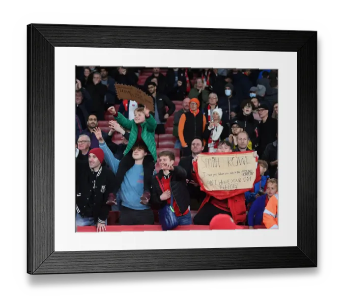 Framed Print : Arsenal Fans Roar at Emirates Stadium: Arsenal vs Aston Villa, Premier League 2021-22