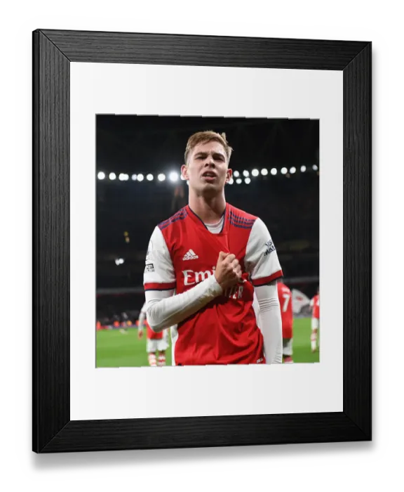 Framed Print : Arsenal's Smith Rowe Scores Third Goal in Arsenal's Victory over Aston Villa (2021-22)