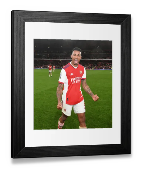 Framed Print : Gabriel's Goal: Arsenal Celebrates Win Against Aston Villa (2021-22)