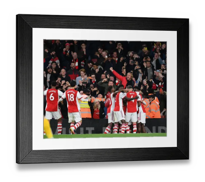 Framed Print : Arsenal Celebrate Aubameyang's Goal Against Aston Villa in the 2021-22 Premier League Framed Print : Arsenal Celebrate Aubameyang's Goal Against Aston Villa in the 2021-22 Premier League