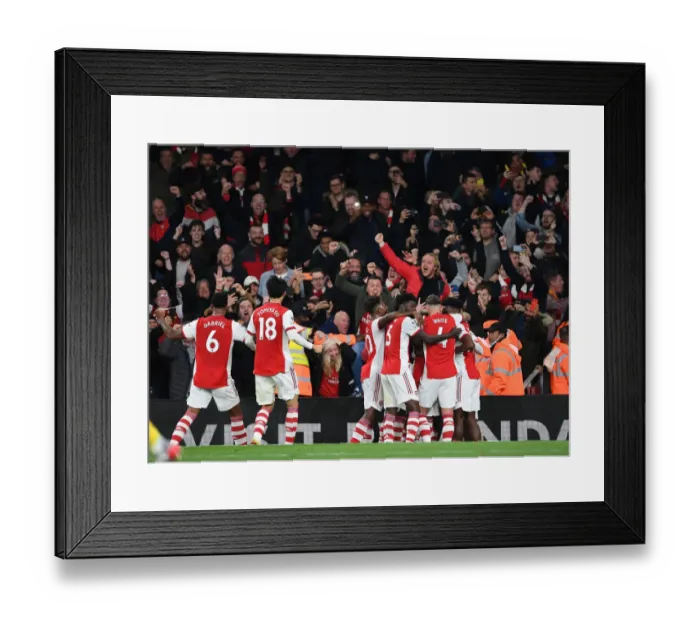 Framed Print : Arsenal Fans Erupt: Aubameyang Scores Thrilling Second Goal vs Aston Villa, Premier League 2021-22 Framed Print : Arsenal Fans Erupt: Aubameyang Scores Thrilling Second Goal vs Aston Villa, Premier League 2021-22