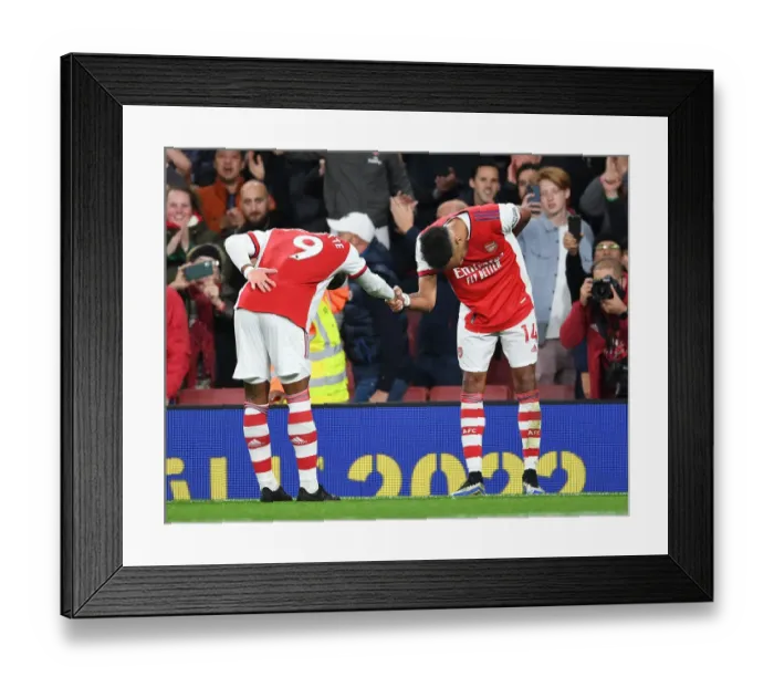 Framed Print : Arsenal's Aubameyang and Lacazette: A Goal Scoring Duo in Action against Aston Villa (2021-22) Framed Print : Arsenal's Aubameyang and Lacazette: A Goal Scoring Duo in Action against Aston Villa (2021-22)