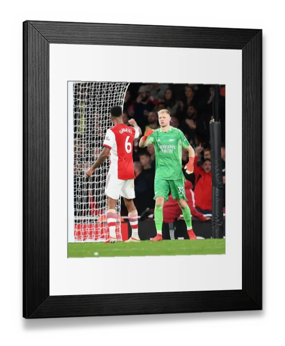 Framed Print : Arsenal's Gabriel and Ramsdale in Action: Arsenal vs. Aston Villa, Premier League 2021-22