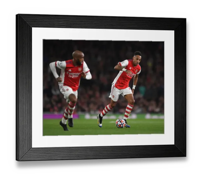 Framed Print : Arsenal's Aubameyang Stars in Arsenal vs. Aston Villa Clash (2021-22)