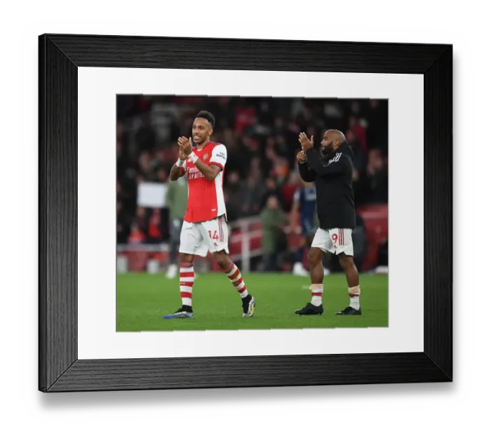 Framed Print : Arsenal Stars Aubameyang and Lacazette Celebrate with Fans after Victory over Aston Villa
