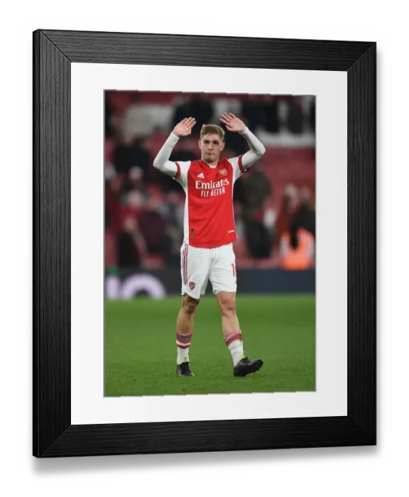 Framed Print : Emile Smith Rowe's Emotional Reaction: Arsenal's Hard-Fought Victory Over Aston Villa, Premier League 2021-22