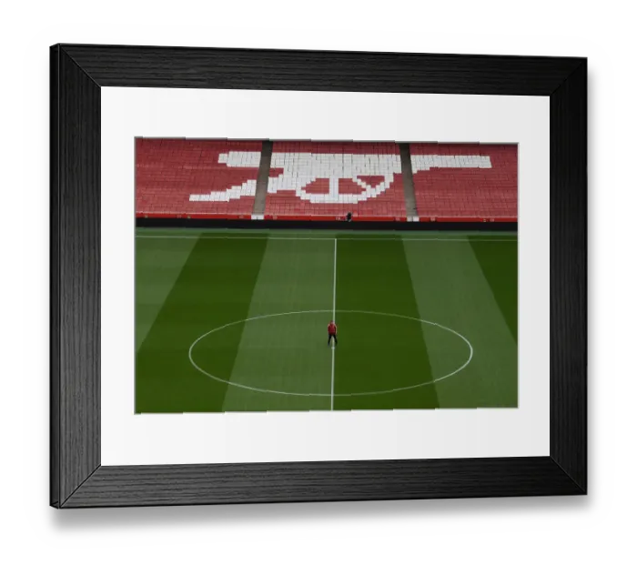 Framed Print : Arsenal vs Aston Villa: Pre-Match Pitch Preparation at Emirates Stadium (2021-22)