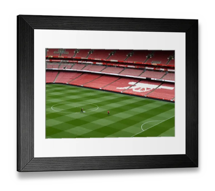 Framed Print : Arsenal vs Aston Villa: Pre-Match Pitch Preparation at Emirates Stadium (2021-22)