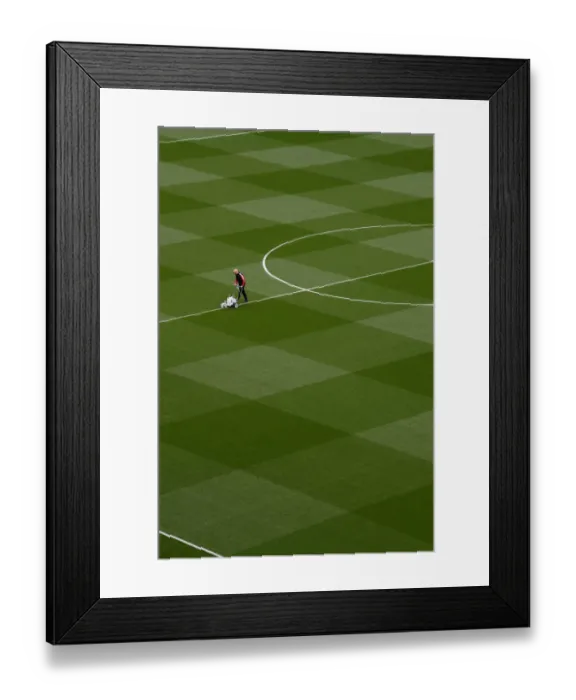 Framed Print : Arsenal vs Aston Villa: Pre-Match Pitch Preparation at Emirates Stadium (2021-22)