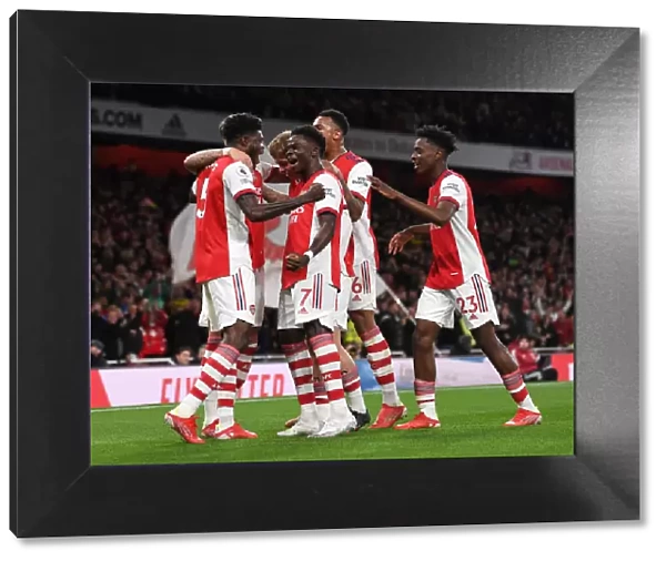 Thomas Partey and Bukayo Saka Celebrate Arsenal's First Goal Against Aston Villa (2021-22)