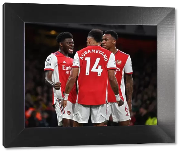 Arsenal's Thomas Partey Scores First Goal, Celebrates with Magalhaes and Aubameyang vs Aston Villa (2021-22)