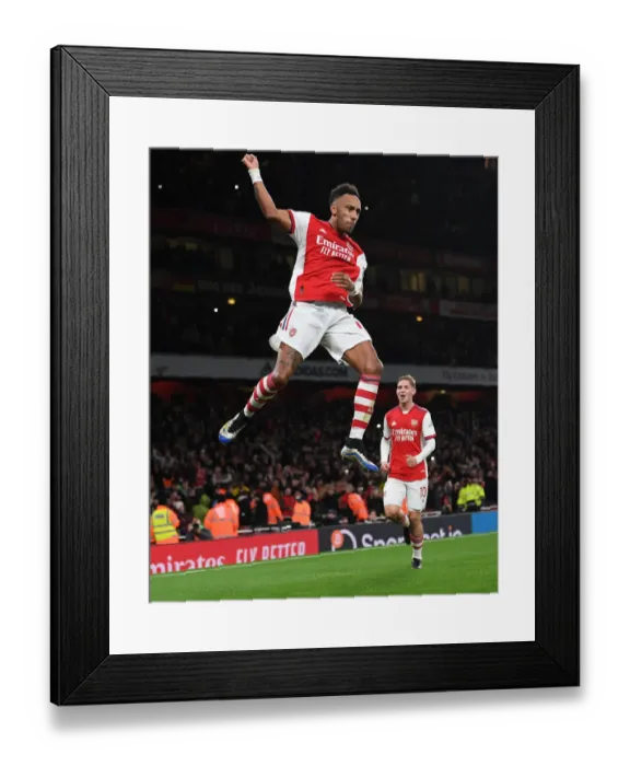 Framed Print : Aubameyang Scores His Second Goal: Arsenal vs. Aston Villa (2021-22)