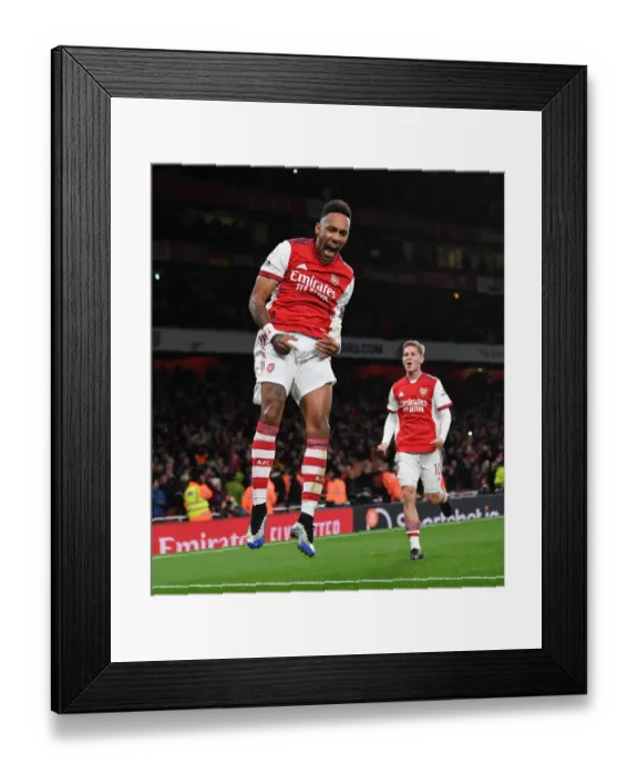 Framed Print : Aubameyang Scores His Second: Arsenal's Victory Over Aston Villa (2021-22) - Arsenal's Star Forward Secures Win Framed Print : Aubameyang Scores His Second: Arsenal's Victory Over Aston Villa (2021-22) - Arsenal's Star Forward Secures Win