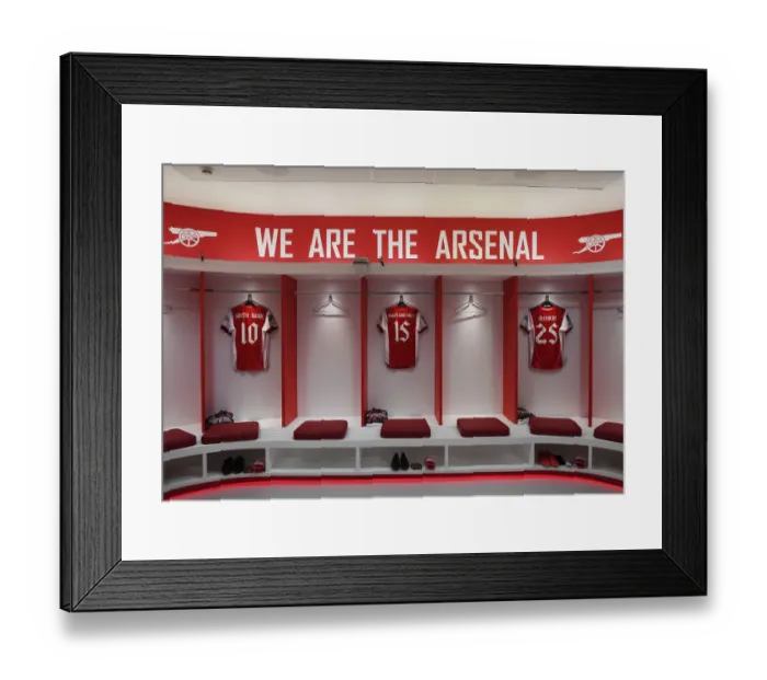 Framed Print : Arsenal Changing Room: Pre-Match Focus against Leeds United in Carabao Cup Showdown