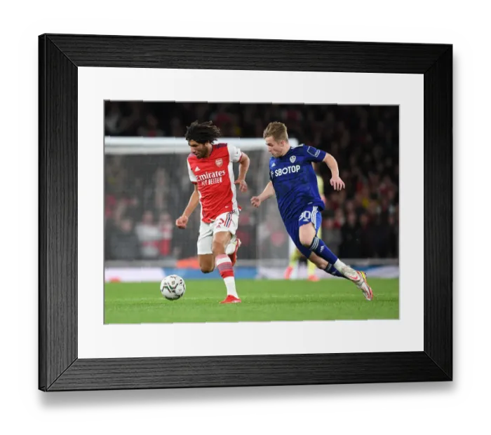Framed Print : Mo Elneny's Slick Moves: Outsmarting Leeds Joe Gelhardt in Arsenal's Carabao Cup Victory