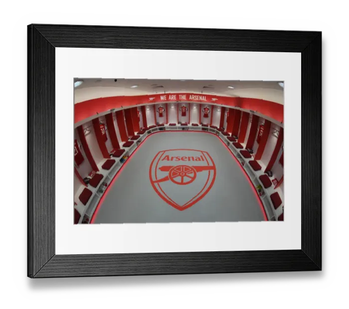 Framed Print : Arsenal Changing Room: Pre-Match Preparation Ahead of Carabao Cup Clash with Leeds United