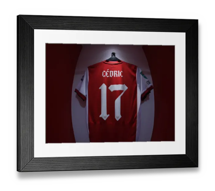 Framed Print : Arsenal vs Leeds United: Cedric's Pre-Match Preparation in the Emirates Changing Room (Carabao Cup 2021-22)