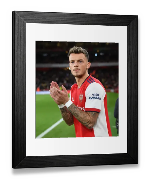 Framed Print : Ben White's Steely Determination: Arsenal's Defender Gears Up for Carabao Cup Battle Against Leeds United