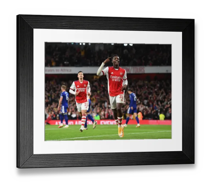 Framed Print : Eddie Nketiah Scores Double: Arsenal Advances in Carabao Cup against Leeds United