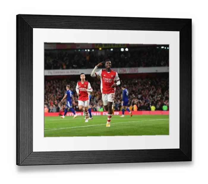 Framed Print : Arsenal Advance in Carabao Cup: Eddie Nketiah Scores Brace Against Leeds United