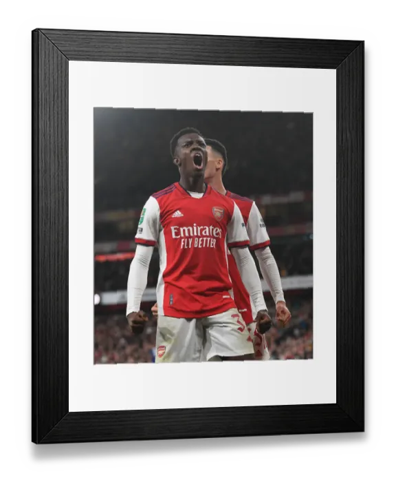 Framed Print : Eddie Nketiah Scores the Decisive Goal: Arsenal Wins Carabao Cup against Leeds United