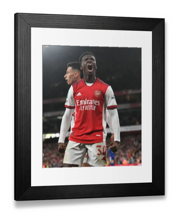 Framed Print : Arsenal's Eddie Nketiah Scores Second Goal in Carabao Cup Victory over Leeds United