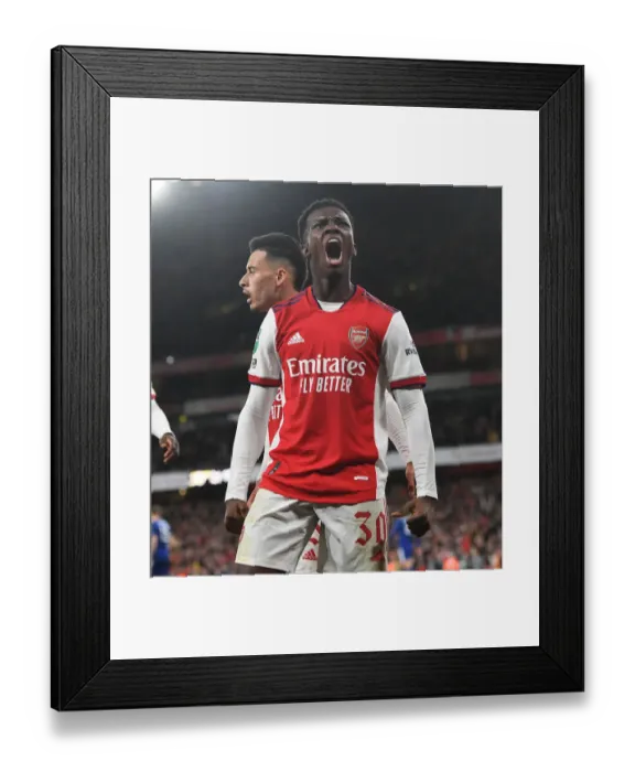 Framed Print : Arsenal's Eddie Nketiah Scores Brace: Carabao Cup Triumph Over Leeds United