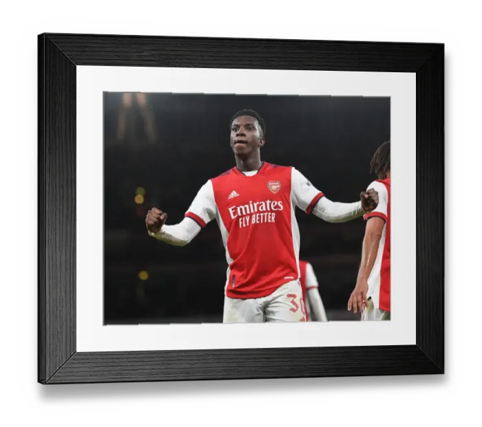 Framed Print : Arsenal's Eddie Nketiah Scores Brace in Carabao Cup Victory over Leeds United Framed Print : Arsenal's Eddie Nketiah Scores Brace in Carabao Cup Victory over Leeds United