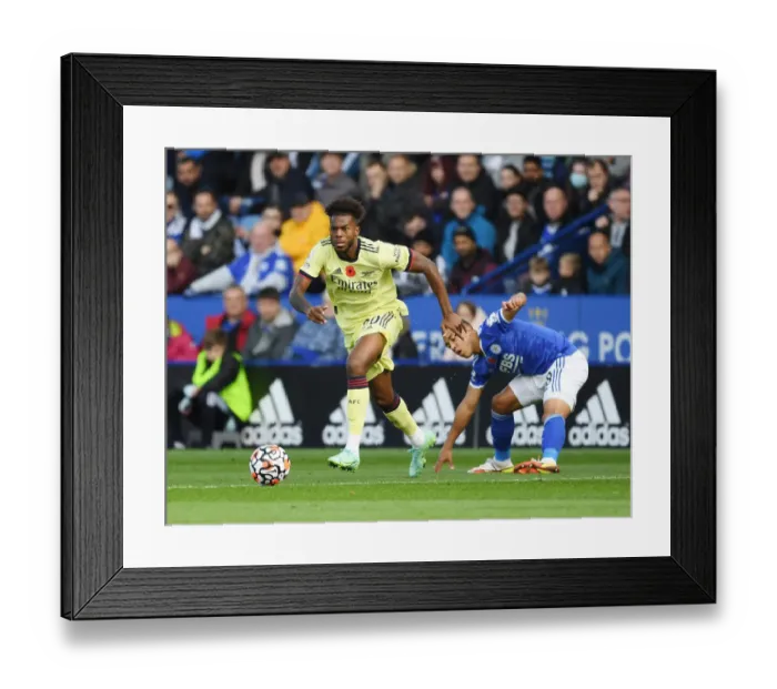 Framed Print : Nuno Tavares vs. Youri Tielemans: Battle at The King Power Stadium - Leicester City vs. Arsenal, Premier League 2021-22